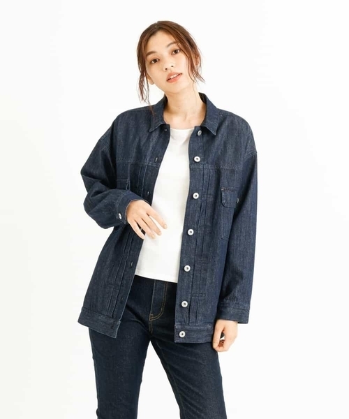 a.v.v（アーヴェヴェ）の「ゆったりデニムGジャン（デニムジャケット・レディース・ネイビー・36/38/40/42/34）」の15枚目の写真