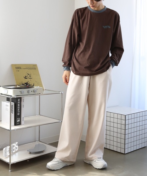TUTTU（トゥトゥ）の「リンガーロングスリーブTシャツ（Tシャツ/カットソー・メンズ・ホワイト/ダークグリーン/ダークブラウン・M/L）」の9枚目の写真