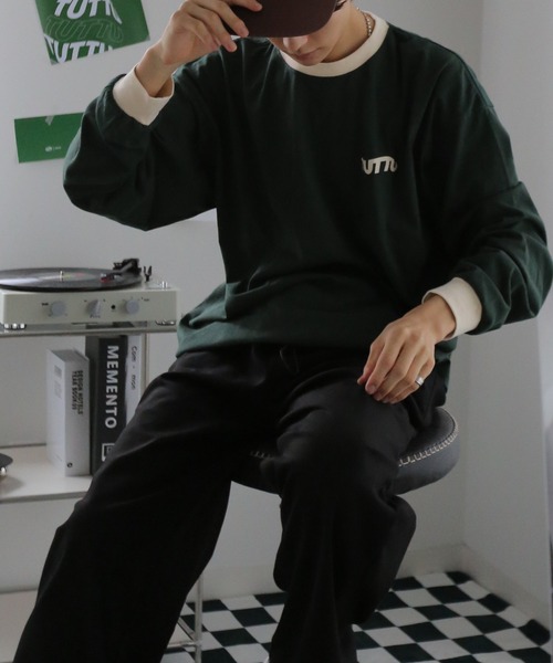 TUTTU（トゥトゥ）の「リンガーロングスリーブTシャツ（Tシャツ/カットソー・メンズ・ホワイト/ダークグリーン/ダークブラウン・M/L）」の16枚目の写真