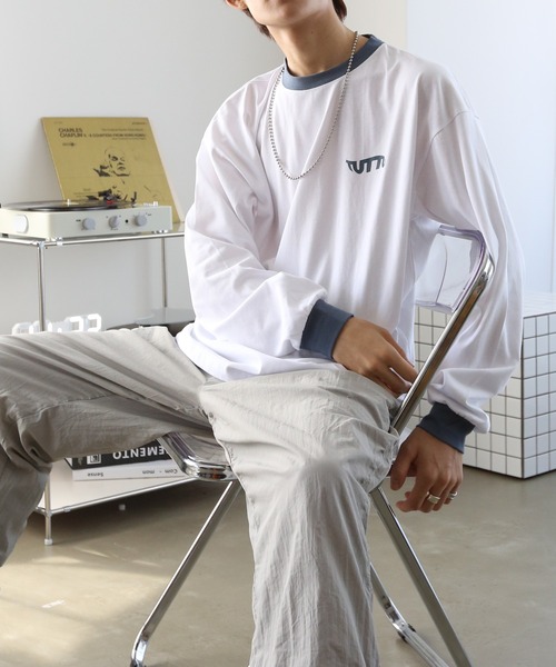 TUTTU（トゥトゥ）の「リンガーロングスリーブTシャツ（Tシャツ/カットソー・メンズ・ホワイト/ダークグリーン/ダークブラウン・M/L）」の15枚目の写真