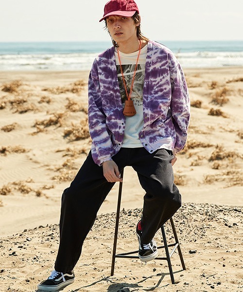 CAL O LINE(キャルオーライン)の「CAL O LINE / キャルオーライン TIE DYE SWEAT CARDIGAN スウェットカーディガン ビッグシルエット ロングスリーブ(カーディガン/ボレロ・メンズ・パープル・M/XL/L)」の17枚目の写真