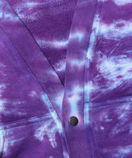 CAL O LINE(キャルオーライン)の「CAL O LINE / キャルオーライン TIE DYE SWEAT CARDIGAN スウェットカーディガン ビッグシルエット ロングスリーブ(カーディガン/ボレロ・メンズ・パープル・M/XL/L)」の7枚目の写真