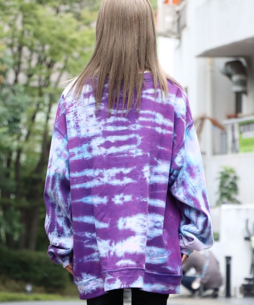 CAL O LINE(キャルオーライン)の「CAL O LINE / キャルオーライン TIE DYE SWEAT CARDIGAN スウェットカーディガン ビッグシルエット ロングスリーブ(カーディガン/ボレロ・メンズ・パープル・M/XL/L)」の5枚目の写真
