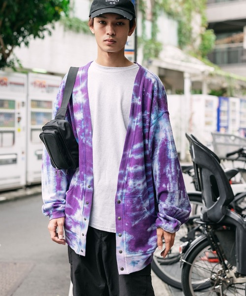 CAL O LINE(キャルオーライン)の「CAL O LINE / キャルオーライン TIE DYE SWEAT CARDIGAN スウェットカーディガン ビッグシルエット ロングスリーブ(カーディガン/ボレロ・メンズ・パープル・M/XL/L)」の19枚目の写真