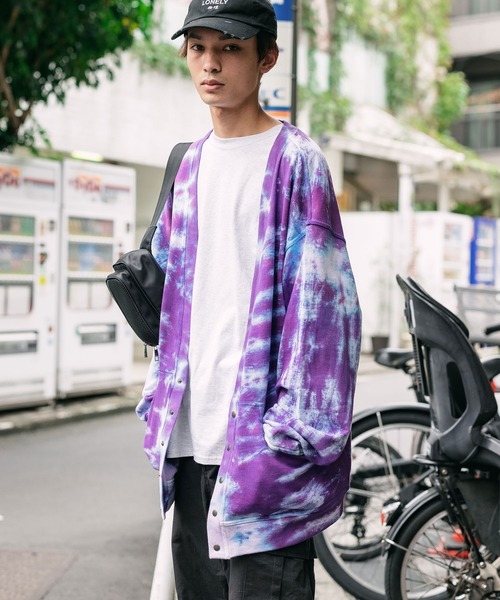 CAL O LINE(キャルオーライン)の「CAL O LINE / キャルオーライン TIE DYE SWEAT CARDIGAN スウェットカーディガン ビッグシルエット ロングスリーブ(カーディガン/ボレロ・メンズ・パープル・M/XL/L)」の20枚目の写真