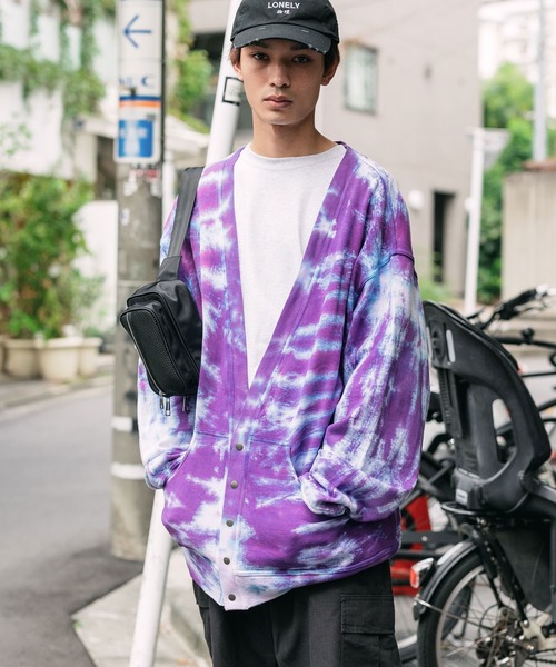 CAL O LINE(キャルオーライン)の「CAL O LINE / キャルオーライン TIE DYE SWEAT CARDIGAN スウェットカーディガン ビッグシルエット ロングスリーブ(カーディガン/ボレロ・メンズ・パープル・M/XL/L)」の21枚目の写真