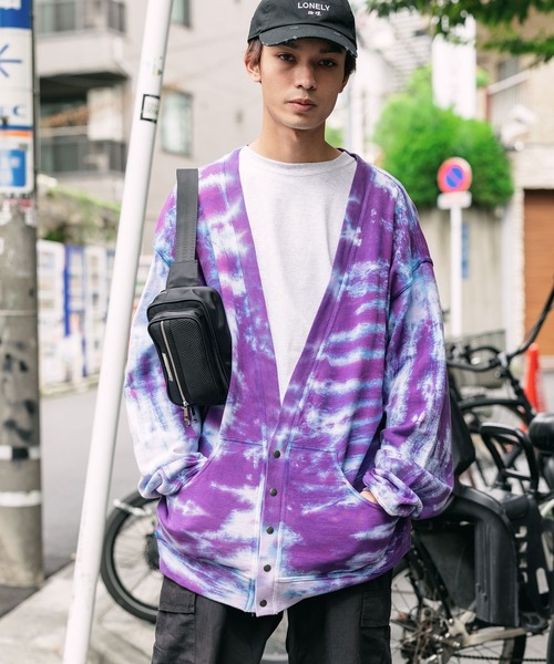 CAL O LINE(キャルオーライン)の「CAL O LINE / キャルオーライン TIE DYE SWEAT CARDIGAN スウェットカーディガン ビッグシルエット ロングスリーブ(カーディガン/ボレロ・メンズ・パープル・M/XL/L)」の22枚目の写真