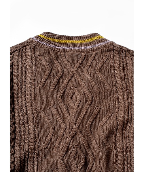 SEVESKIG(セヴシグ)の「SEVESKIG/セヴシグ/カーディガンケーブルニット/Japanese Paper cable knit cardigan(KN-SV-NNS-1002)(カーディガン/ボレロ・メンズ・ホワイト/ブラウン/レッド・LARGE/MEDIUM/X-LARGE/SMALL)」の13枚目の写真