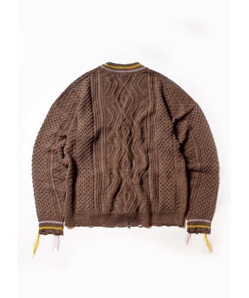 SEVESKIG(セヴシグ)の「SEVESKIG/セヴシグ/カーディガンケーブルニット/Japanese Paper cable knit cardigan(KN-SV-NNS-1002)(カーディガン/ボレロ・メンズ・ホワイト/ブラウン/レッド・LARGE/MEDIUM/X-LARGE/SMALL)」の10枚目の写真