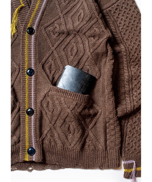 SEVESKIG(セヴシグ)の「SEVESKIG/セヴシグ/カーディガンケーブルニット/Japanese Paper cable knit cardigan(KN-SV-NNS-1002)(カーディガン/ボレロ・メンズ・ホワイト/ブラウン/レッド・LARGE/MEDIUM/X-LARGE/SMALL)」の16枚目の写真