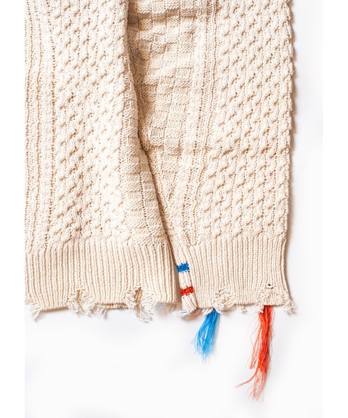 SEVESKIG(セヴシグ)の「SEVESKIG/セヴシグ/カーディガンケーブルニット/Japanese Paper cable knit cardigan(KN-SV-NNS-1002)(カーディガン/ボレロ・メンズ・ホワイト/ブラウン/レッド・LARGE/MEDIUM/X-LARGE/SMALL)」の4枚目の写真