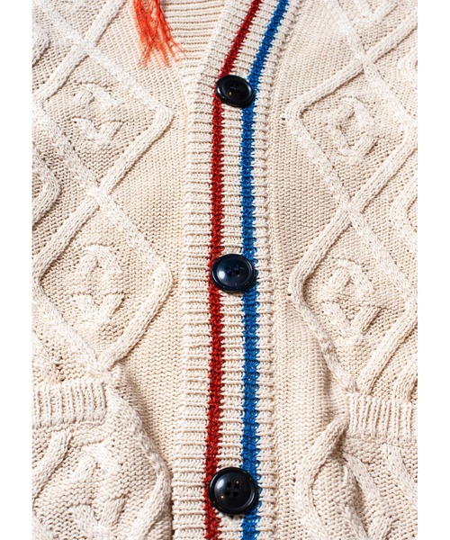 SEVESKIG(セヴシグ)の「SEVESKIG/セヴシグ/カーディガンケーブルニット/Japanese Paper cable knit cardigan(KN-SV-NNS-1002)(カーディガン/ボレロ・メンズ・ホワイト/ブラウン/レッド・LARGE/MEDIUM/X-LARGE/SMALL)」の7枚目の写真