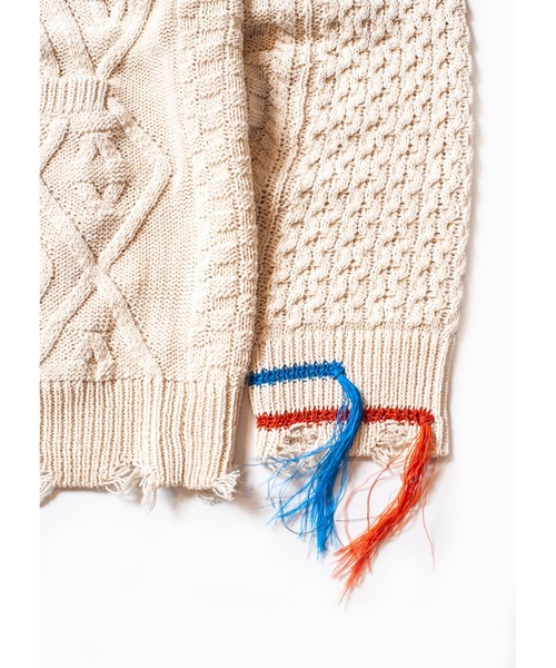 SEVESKIG(セヴシグ)の「SEVESKIG/セヴシグ/カーディガンケーブルニット/Japanese Paper cable knit cardigan(KN-SV-NNS-1002)(カーディガン/ボレロ・メンズ・ホワイト/ブラウン/レッド・LARGE/MEDIUM/X-LARGE/SMALL)」の9枚目の写真