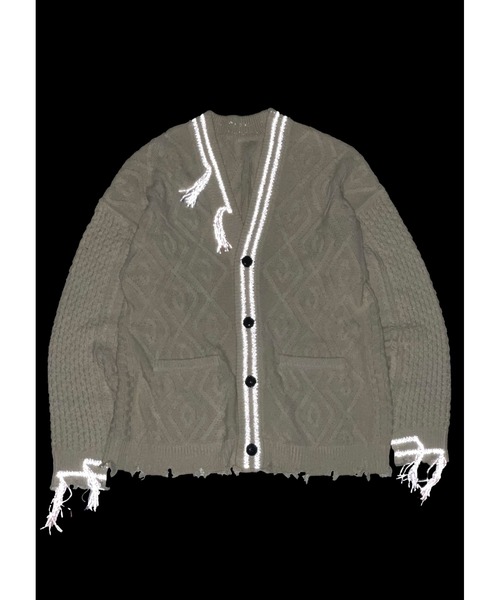 SEVESKIG(セヴシグ)の「SEVESKIG/セヴシグ/カーディガンケーブルニット/Japanese Paper cable knit cardigan(KN-SV-NNS-1002)(カーディガン/ボレロ・メンズ・ホワイト/ブラウン/レッド・LARGE/MEDIUM/X-LARGE/SMALL)」の5枚目の写真