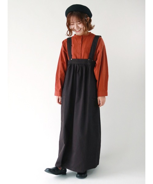 Samansa Mos2（サマンサ モスモス）の「ツイルジャンパースカート（ジャンパースカート・レディース・ベージュ/ブラウン/チャコール・ﾌﾘ-）」の2枚目の写真