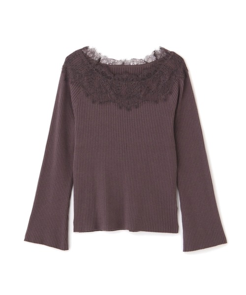 PROPORTION BODY DRESSING（プロポーションボディドレッシング）の「デコルテレースボートネックリブＫＴ / 1211270022（ニット/セーター・レディース・ブラウン系その他/パープル/ホワイト系その他・MEDIUM/SMALL）」の12枚目の写真