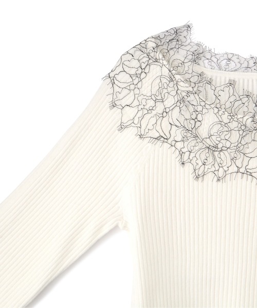 PROPORTION BODY DRESSING（プロポーションボディドレッシング）の「デコルテレースボートネックリブＫＴ / 1211270022（ニット/セーター・レディース・ブラウン系その他/パープル/ホワイト系その他・MEDIUM/SMALL）」の17枚目の写真