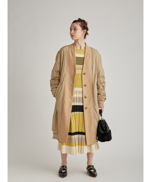 FURFUR（ファーファー）の「MA1ミックスマテリアルコート（MA-1・レディース・ベージュ/ピンク/ブラック・FREE）」の3枚目の写真