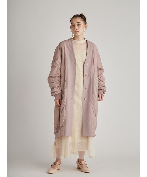 FURFUR（ファーファー）の「MA1ミックスマテリアルコート（MA-1・レディース・ベージュ/ピンク/ブラック・FREE）」の6枚目の写真