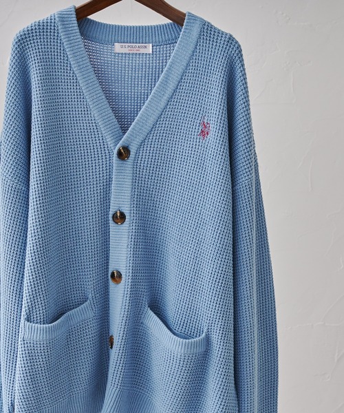 U.S. POLO ASSN.（ユーエスポロアッスン）の「WEB限定/ワッフルカーディガン（カーディガン/ボレロ・メンズ・チャコールグレー/マスタード/グリーン/サックスブルー・MEDIUM/LARGE）」の3枚目の写真