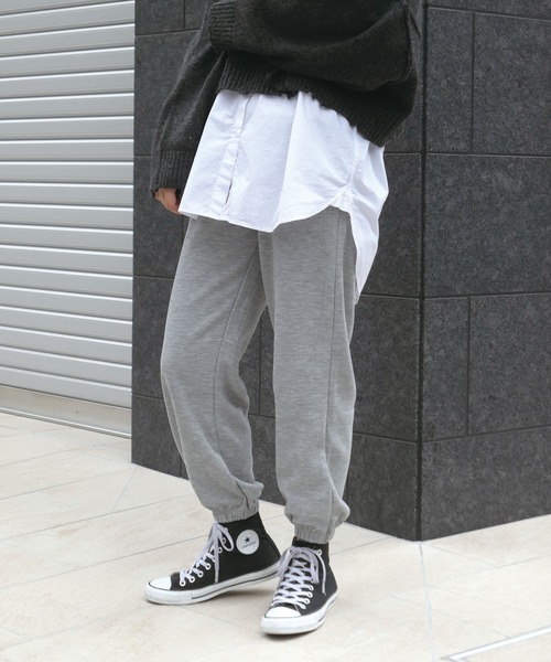CORNERS（コーナーズ）の「ワッフルジョガーパンツ（スウェットパンツ・レディース・ブラック/ブラウン/ブルー/杢グレー・M）」の3枚目の写真
