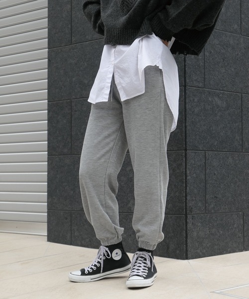 CORNERS（コーナーズ）の「ワッフルジョガーパンツ（スウェットパンツ・レディース・ブラック/ブラウン/ブルー/杢グレー・M）」の9枚目の写真