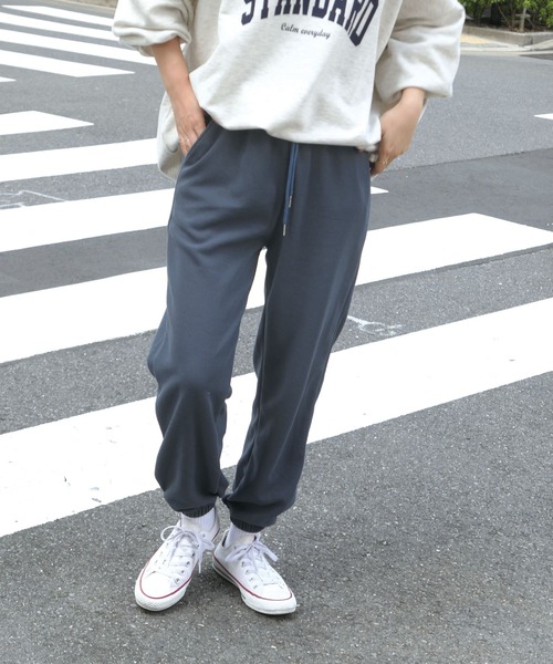 CORNERS（コーナーズ）の「ワッフルジョガーパンツ（スウェットパンツ・レディース・ブラック/ブラウン/ブルー/杢グレー・M）」の8枚目の写真