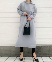 Q | ダンボールニットフードワンピース(ワンピース)