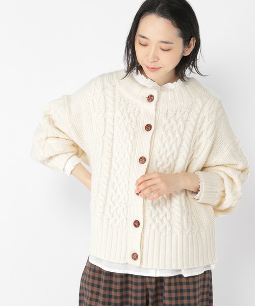 studio CLIP（スタディオクリップ）の「5ゲージケーブルアウターカーディガン（カーディガン/ボレロ・レディース・ライトグレー/ブラウン/アイボリー・FREE）」の3枚目の写真