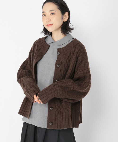 studio CLIP（スタディオクリップ）の「5ゲージケーブルアウターカーディガン（カーディガン/ボレロ・レディース・ライトグレー/ブラウン/アイボリー・FREE）」の2枚目の写真