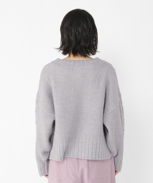 studio CLIP（スタディオクリップ）の「5ゲージケーブルアウターカーディガン（カーディガン/ボレロ・レディース・ライトグレー/ブラウン/アイボリー・FREE）」の6枚目の写真