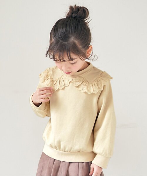 apres les cours（アプレレクール）の「襟レーストレーナー（スウェット・キッズ・イエロー/ベージュ/ピンク/アイボリー/サックスブルー/ミント・120/90/110/80/100/130/140）」の6枚目の写真