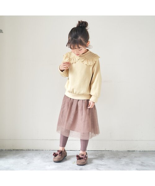 apres les cours（アプレレクール）の「襟レーストレーナー（スウェット・キッズ・イエロー/ベージュ/ピンク/アイボリー/サックスブルー/ミント・120/90/110/80/100/130/140）」の15枚目の写真