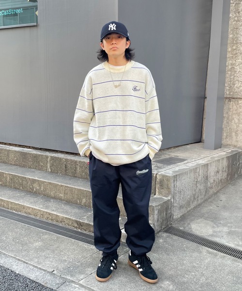 WHO'S WHO gallery（フーズフーギャラリー）の「COOPER FACTジャガードボーダーニット（ニット/セーター・メンズ・ブラック/ベージュ/グリーン・FREE）」の9枚目の写真