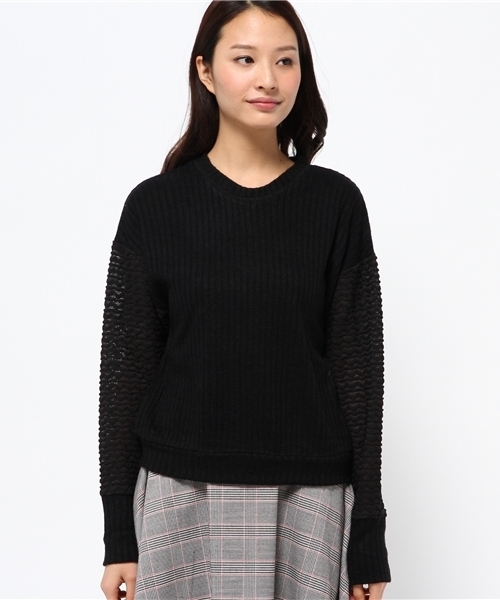mystic(ミスティック)の「袖変わり編プルオーバー(Tシャツ/カットソー・レディース・ボルドー/グレー/ネイビー/オフホワイト/ブラック・フリ-)」の13枚目の写真