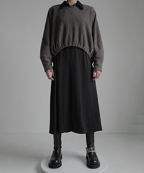 Gather round hem wool tops chw22s015