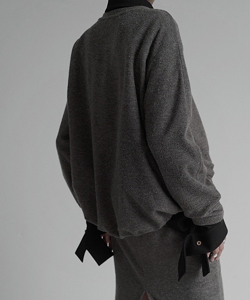 Gather round hem wool tops chw22s015