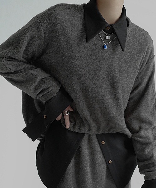 Gather round hem wool tops chw22s015