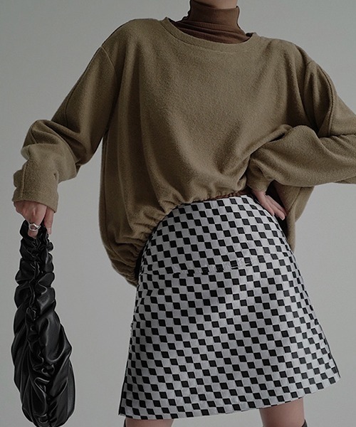 Gather round hem wool tops chw22s015