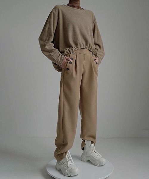 Gather round hem wool tops chw22s015