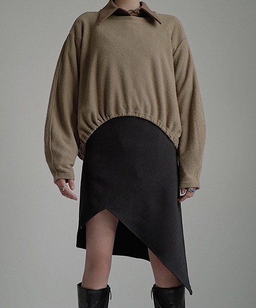 Gather round hem wool tops chw22s015
