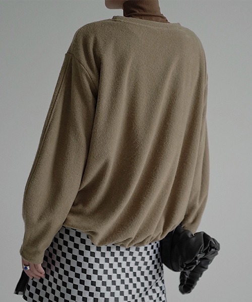 Gather round hem wool tops chw22s015