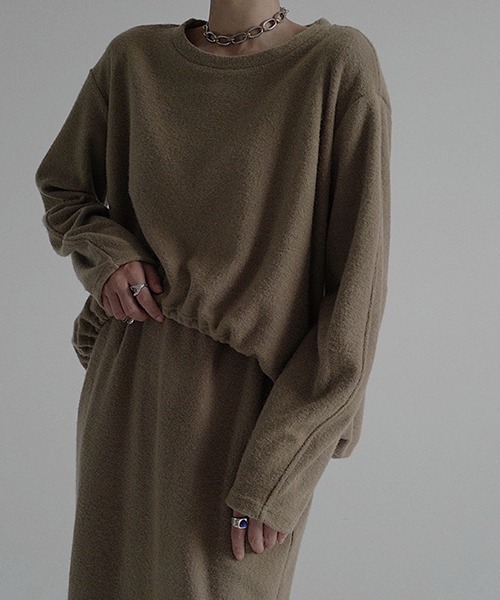 Gather round hem wool tops chw22s015