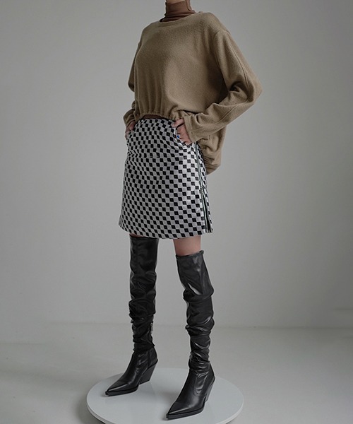 Gather round hem wool tops chw22s015