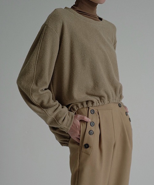 Gather round hem wool tops chw22s015