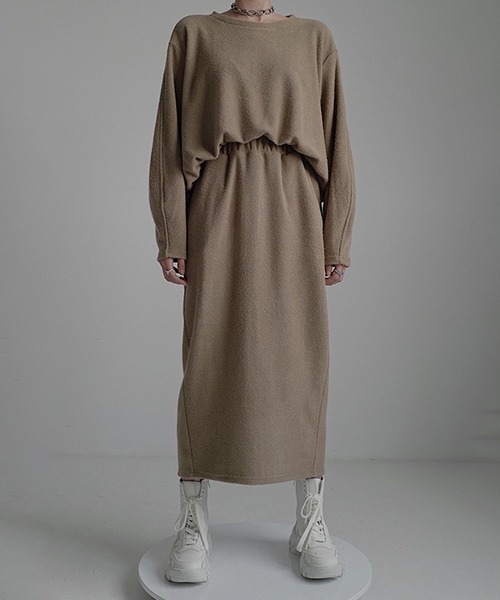 Gather round hem wool tops chw22s015
