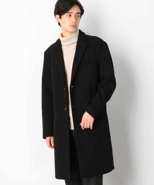COMME CA COMMUNE(コムサコミューン)の「フェイクメルトン チェスターコート(チェスターコート・メンズ・ブラック/ネイビー・SMALL/MEDIUM/LARGE)」の1枚目の写真