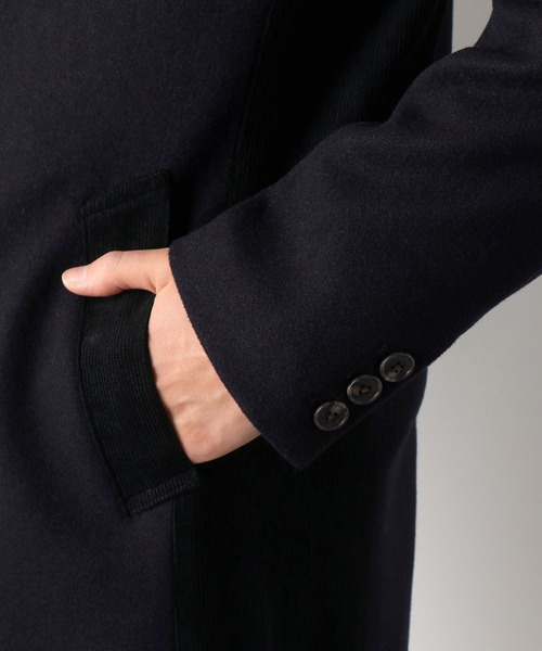 COMME CA COMMUNE(コムサコミューン)の「フェイクメルトン チェスターコート(チェスターコート・メンズ・ブラック/ネイビー・SMALL/MEDIUM/LARGE)」の10枚目の写真