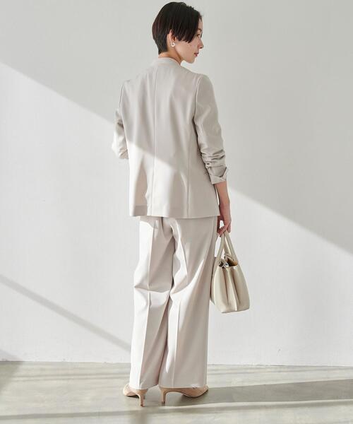 ✨極美品 リネン✨グリーンレーベルリラクシング パンツスーツ ノーカラー 白 UNITED ARROWS green label relaxing - 本日限り限定特価