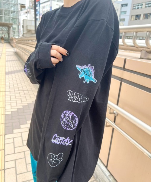 Candy Stripper（キャンディストリッパー）の「PLAYGROUND L/S Tシャツ（Tシャツ/カットソー・レディース・ブラック/オフホワイト/ヘザーグレー・2）」の16枚目の写真